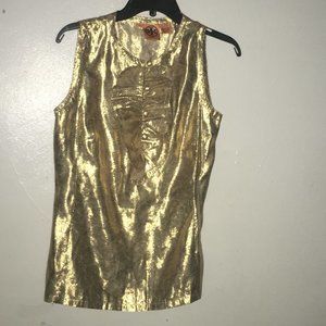 Tory Burch Metallic Gold Ruffled Size 6